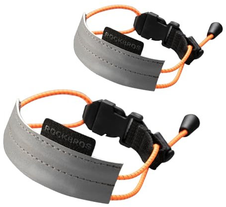 ROCKBROS Reflektorband Elastisch Hosenklammer Fahrrad Hosenschutz Reflektierendes Hosenband für Outdoor Joggen Radfahren Laufen 1 Paar