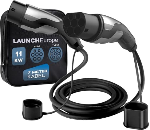 LAUNCH Typ 2 Ladekabel 11 kW 7 m 16 A Ladekabel Elektroauto Typ 2 3 Phasig für E Auto EV/PHEV Typ 2 auf Typ 2,Ladekabel E Auto mit Tragetasche, IP55,Geeignet für T-Mode und E-Golf-Serienfahrzeuge