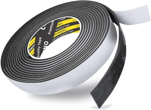 COUMENO Black Foam Tape, 30mm x 3m, High-Density EVA Weather Stripping | 3mm Self-Adhesive Foam Strip, Door/Window Draught Excluder, Cold Draught Proof/Heat Insulation/Soundproof/Anti-Collision