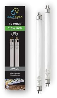 Aqua-Terra Lighting 7.0% UVB T5 Tube 8 Watt Lamp. for Shade Dwelling/Arboreal Species in Ferguson Zones 1-2. 8w Bulb Provides Full Spectrum+UVB Lighting - Replace Every 12 Months - Pack of 2 Bulbs.