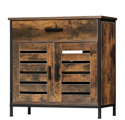 EUGAD Waschbeckenunterschrank, Badezimmer Unterschrank Waschbecken, Badezimmerschrank mit Schublade, 2 Türen, verstellbare Ablage, freistehend, 60x60x30 cm, Rustikles Braun
