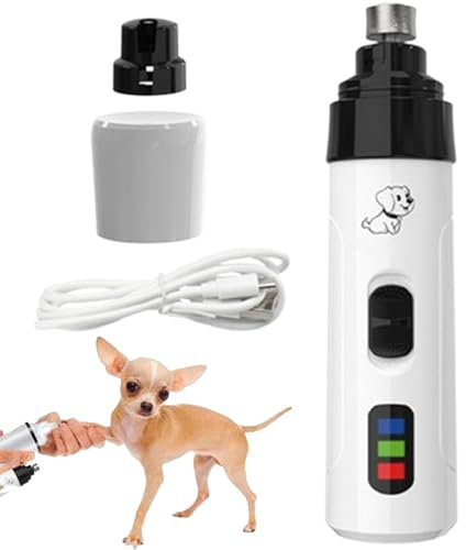 Lime à ongles pour chien | Lime à ongles pour petit chien – Coupe-ongles électrique silencieuse pour chien, chargement USB, broyeur à ongles pour chiens et chats de petite, moyenne et grande taille