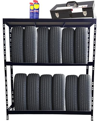 RLW-Gerätevertrieb Reifenregal (H x B x T in cm): 180 x 160 x 50 für Circa 12+ Räder inklusive Ablage für Zubehör