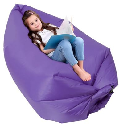 King Mills Aufblasbare Couch, Anti-Auslauf-aufblasbare Couch für Camping, ideal als tragbare Luftcouch, aufblasbarer Stuhl für Kinder, aufblasbarer Strandkorb für Kinder und Jugendliche, Lila