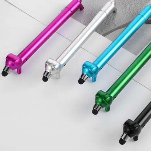 HJZHII 5 Stück Kugelschreiber mit Touchpen,Kugelschreiber 2 In 1,Dachshund Hochwertig Kuli Metall Set Komisch Dackel Hund für Büro Haushalt