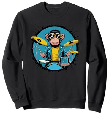 Niedlicher Affe spielt Schlagzeug Grafik Kunst Tier Musiker Sweatshirt