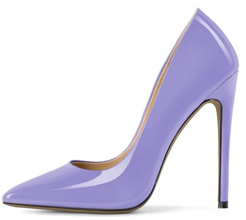 EDEFS Sandali con Tacco a Spillo 12 cm Donna in Pelle Verniciata a Punta Chiusa per Serate Sexy ed Eleganti Viola Chiaro EU37