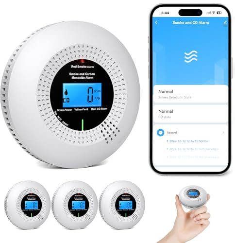 PHYSEN WiFi Detector de Humo y Monóxido de Carbono con 10 Años de Vida Útil y Batería Reemplazable, Detector Combinado Compatible con la App Tuya, Certificación Estándar EN14604 & EN50291, 3St