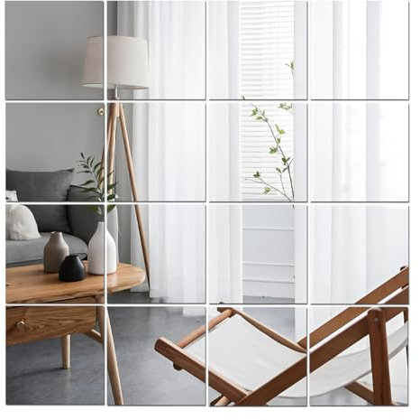 Lokiiz Lot de 10/16 miroirs autocollants en acrylique pour murs, carreaux de miroir HD, sans verre, incassable, miroir à coller, pour maquillage, entraînement à la maison, salle de sport, couloir