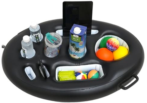 Hbbgdiy Inflatable Pool Bar 29.5x19.7x4.7 Floating Drink Holder with Handles, Multi-Use Cooler Tray for Pool Party, Beach, Hot Tub, Floating Snack and Beverage Station