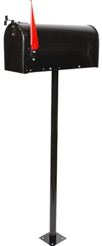 American Style Tall Mailbox, Weatherproof Floor Stand Letter Box, Drop Post Box for Outdoor Use, Perfect for Townhouses & Gardens, Black Color