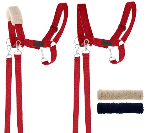 SKIPPI Halfter für Hobby Horse - Rot, Hobby Horse Zubehör, Zügeln und 2 Polster im Set, Universalgröße Halfterset