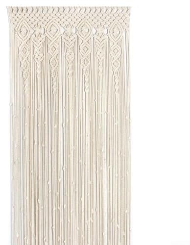 Cortina de puerta de tela macramé de algodón para colgar en la pared, para ventana, arco, puerta, fondo, decoración del hogar, beige (100 x 200 cm)