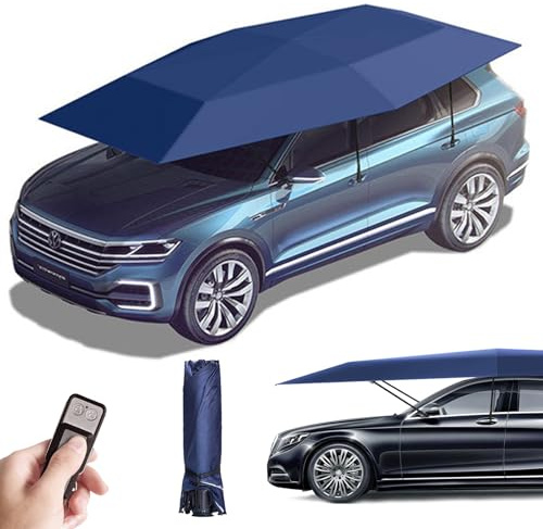 Giuggiolared Cochera automática, cochera móvil con Control Remoto, toldo Plegable y portátil para Proteger el vehículo, Ideal para Tiendas de campaña al Aire Libre,Navy-Blue-5.2m