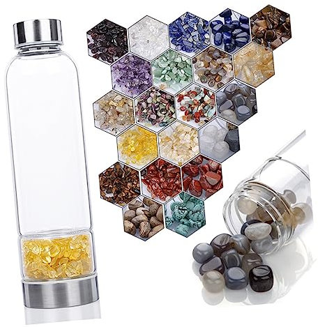 CHICAMPERA Water Bottle Gemstone Quartz Crystal Hydrotherapy Random Color