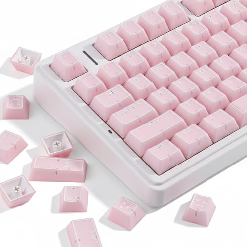Hyekit Pink Jade Keycaps, Double Shot PBT & PC Keyboard Jelly Key Caps 142 Keys Cherry Profile Keycap Set for 60%/65%/75%/TKL/96%/100% Magnetic Mechanical Keyboard