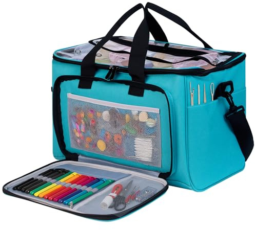 Generisch Nähset Aufbewahrungstasche Organizer, Aufbewahrungstasche für Wolle, Stricktasche Zur Garn aufbewahrung für Stricken, Häkeln, Stränge des Garns, Stricknadeln (Grün)