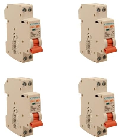 4 Pezzi Interruttore Magnetotermico Compatto 16A C16, 1P+N 6000A Curva C, Slim Solo 1 Modulo DIN 220V AC