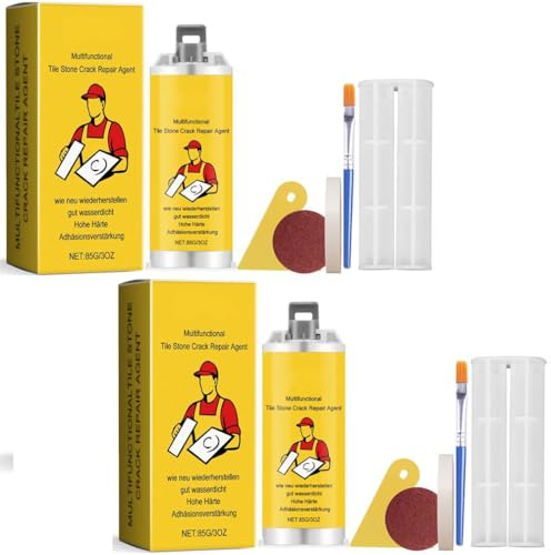 Multifunctional Tile Stone Crack Repair Kit, Shower Tray Repair Kit, Hupeyna Tub, Tile and Shower Repair Kit, Porcelain & Ceramic Sink Repair Kit, Tub Fibreglass Repair Epoxy Adhesive for Chips (1Set)