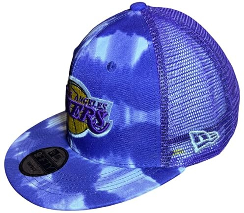 Generico Cappello Laker Basket Tie Dye frontino e Testa Viola e Bianco con Rete Pallacanestro Uomo Donna Bambino Accessorio Zaino Portachiavi Fan Idea Regalo