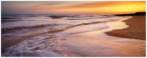 Wallario Küchenrückwand selbstklebend 115 x 50 cm, Motiv: Sonnenuntergang am Strand - Abendspaziergang | Spritzschutz abwischbar & pflegeleicht