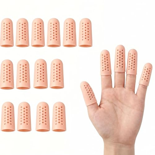 14 Pcs Silicone Finger Cots & Protectors, Waterproof Reusable Finger Sleeves for Dry Skin, Cracking, Thumb & Fingertip Protection During Work