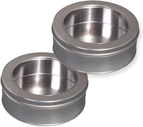 Premium Plätzchendose (2er Pack) Silber Platin mit Fenster extra dick