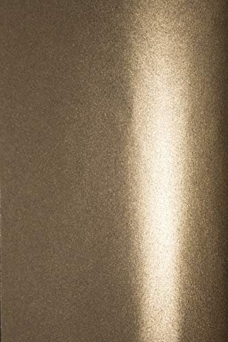 Netuno 20x Bastelkarton Perlmutt Braun DIN A4 21 x 29,7 cm 250g Aster Metallic Club Gold Perl Glanz Karton metallisch glänzend Perlmuttglanz Papier zum Basteln Dekorieren Dekorpapier Schimmer