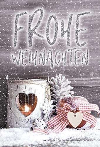 KE Weihnachten | Weihnachtskarten | Weihnachtskarte | mit Glitzer | Weihnachtskarten mit Umschlag Set | DIN A6 | 17,1 x 11,7cm | Motiv: Schneeweiß