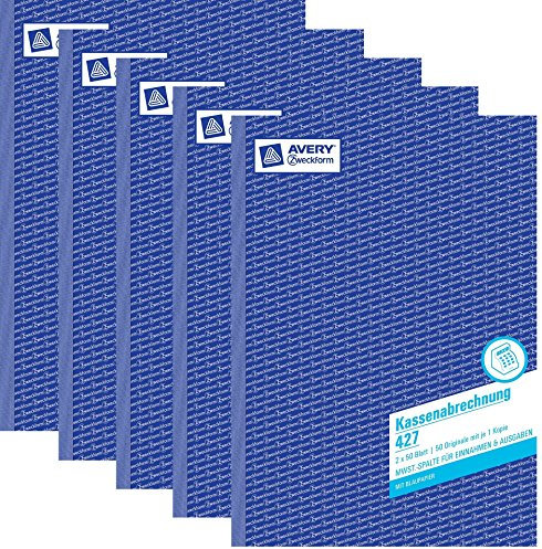 Avery Zweckform 427 Kassabücher Kassenbuch A4/2x50 Blatt (5 Pack)
