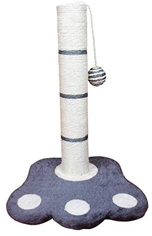 Keraiz cat scratching post | 40cm Cat Scratcher | Cat activity center, scratching posts for indoor cats | Sisal rope pole with furr base and ball cat scratch post