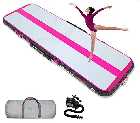 WelandFun Air Training Mats 10ft/13ft/16ft/20ft Inflatable Gymnastics Tumbling Mat 4/6/8 inchs Thickness Mats for Home Use/Gym/Yoga/Training/Cheerleading/Outdoor/Beach/Park wih Electric Air Pump