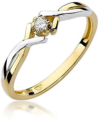 Damen Solitär Versprechen Ring Verlobungsring Antragsring 585 14k Gold Gelbgold natürlicher echt Diamant Brillanten