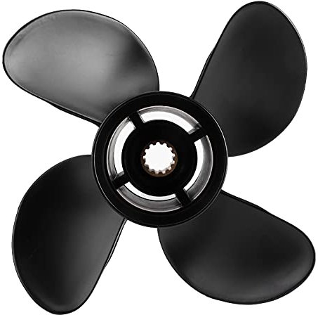Aramox 10 3/8x13 Zoll Außenborder Propeller 4 Blätter Aluminiumlegierung Hochdruck Passend für 35-60 PS Motor Außenborder Motorteile H-40C104F13