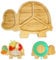 AWIIK - Plateau en bambou avec grande ventouse pour bébés et petits enfants. Plateau BLW antidérapant avec aspiration. Plateau pour enfant anti-retournement pour apprendre à manger BLW (Turtle)
