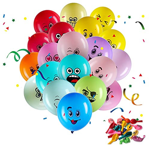 20 Stücke Emotion Serie ballons Assortierte Farbe Party Ballons 11,8 Zoll Lächelndes Gesicht Süße Luftballons mit 6-12 Verschiedenen Designs ballons für Geburtstag Baby Shower