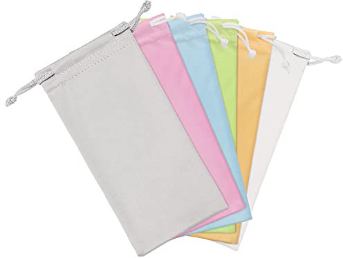 Hifot Microfiber Soft Sunglasses Case Pouch 6 Pack, Gadgets Cleaning & Storage Pouch Slip in Eyeglasses Case Bag, Multicolour-a, 7''/17cm X 3.6''/9cm