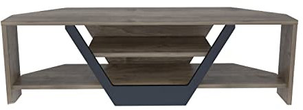 DECOROTIKA Sares Meuble TV d'angle Moderne avec étagères de Rangement Ouvertes pour Salon, Chambre à Coucher, Meuble de Divertissement – Noyer et Noir