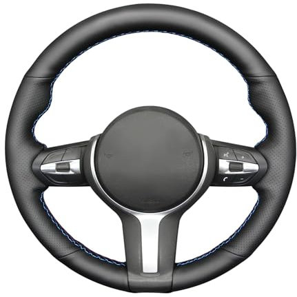 MEWANT Handgenähter Schwarzer Kunstleder Lenkradbezug für M Sport F30 F31 F34 F20 F21 M135i M140i F45 F46 F22