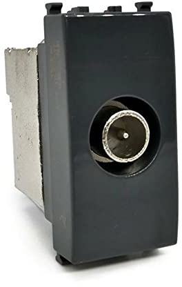 Vetrineinrete® Presa tv derivata compatibile con vimar plana connettore maschio prese da incasso per moduli (Nero)