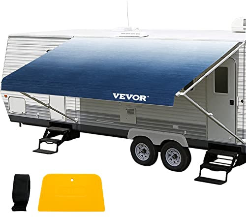 VEVOR Tenda da sole per caravan, 5,24 x 2,4 m, telo da campeggio all'aperto, blu, ardesia, tessuto di ricambio in vinile da 425 g, per tenda, per camper, ombrellone e impermeabile per viaggi in auto