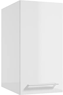 Lomadox Bad Hängeschrank mit Metallgriff in weiß, 45 cm tief, in weiß Hochglanz, B/H/T: ca. 30/60/45 cm