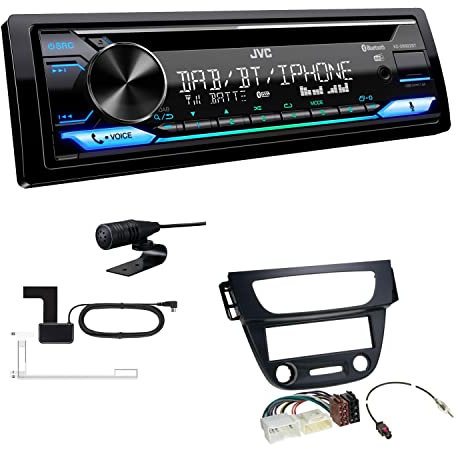 JVC KD-DB922BT 1-DIN Autoradio CD-Receiver Bluetooth DAB+ Digital Radio Einbauset passend für Renault Megane III 2008-2014 schwarz