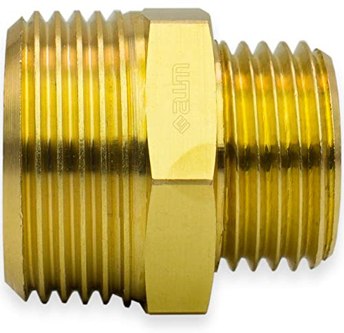 Nippel reduziert Doppelnippel Reduziernippel Fitting Schlauchanschluss Rohrfitting Auslauf Adapter Schraubfitting Gewindefitting Sechskant Industriequaltät - Made in Italy (Messing, 2 AG x 1 1/2 AG)