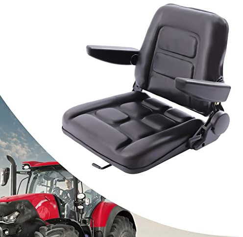 BOSUGE 20 Universal-Traktorsitz mit Armlehne, um 175° Verstellbarer PVC-Fordable-Gabelstaplersitz-Ersatzbagger, Kompaktlader, Baggerdozer, Teleskoplader, Rasenmäher, wasserdicht