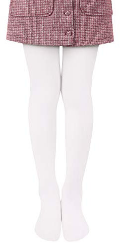 L&K-II Mädchen Ballett Strumpfhose Tanzstrumpfhose mit Fuß 80 DEN Blickdicht Mikrofaser Farbig 27251 Weiß 158-164