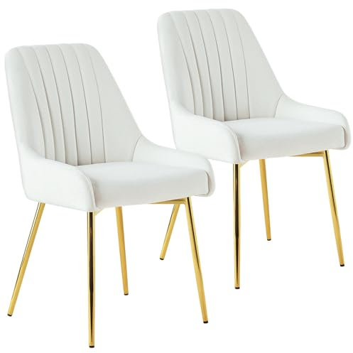 Sepnine Esszimmerstühle 2er Set, Essstuhl, Polsterstuhl mit goldenen Metallbeinen, Samt Küchenstuhl, komfortabler Esszimmermöbel, ergonomische Dining Chairs