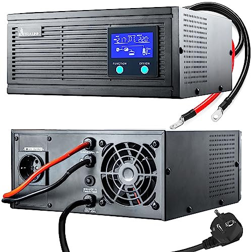 Extralink PIORUN USV 1600W Reine Sinuswelle 24V auf 230V | Notstromversorgung & Wechselrichter mit LCD Display | unterbrechungsfreie Stromversorgung für Heizung, Server, Medizin-Geräte