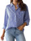 MINTLIMIT Women's Striped Button Down Shirts Long Sleeve Casual Blouse Tops with Pockets for Women 2024 Blue