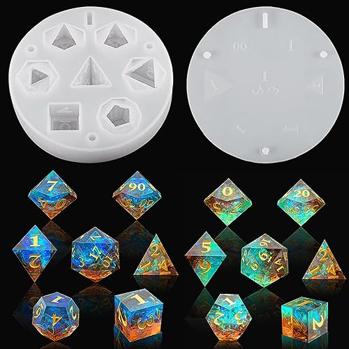 HyzaPhix Moule Jeu de Dés, Moules en Résine Dés DND, D&D Dice Silicone Molds, Moulage de Dés Jeu de Role pour Jeux de Table Donjons et Dragons RPG Dés MTG (Dés DND)